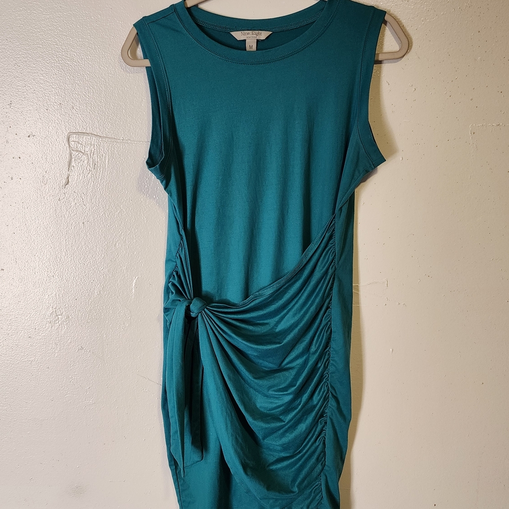 Knot-Front Sleeveless Midi Dress in Teal by Vince Camuto